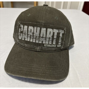 Carhartt Gray Canvas Hat Cap OSFA Adjustible Workwear Trucker Baseball LOGO